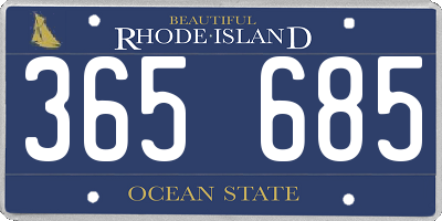 RI license plate 365685