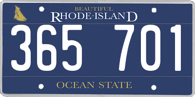 RI license plate 365701