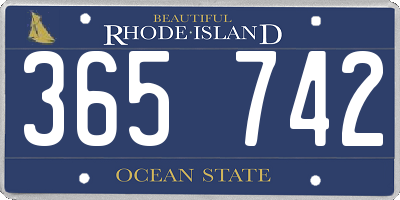 RI license plate 365742