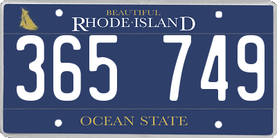 RI license plate 365749