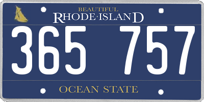 RI license plate 365757