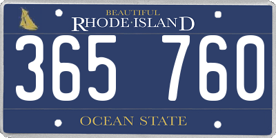 RI license plate 365760