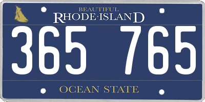 RI license plate 365765