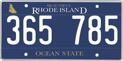 RI license plate 365785