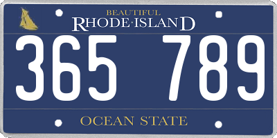 RI license plate 365789
