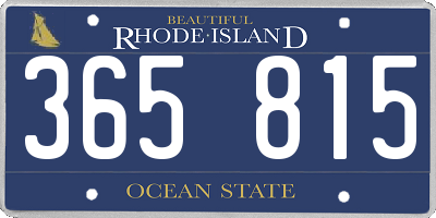 RI license plate 365815