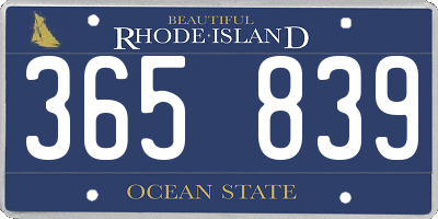 RI license plate 365839