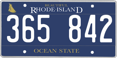 RI license plate 365842