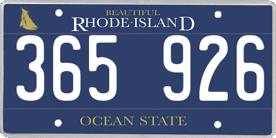 RI license plate 365926