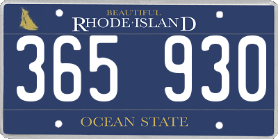 RI license plate 365930