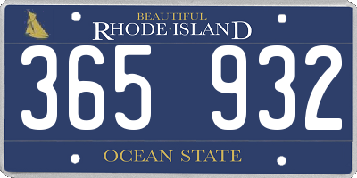 RI license plate 365932