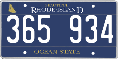 RI license plate 365934