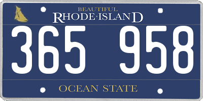 RI license plate 365958