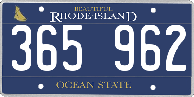 RI license plate 365962