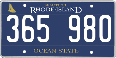RI license plate 365980