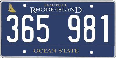 RI license plate 365981