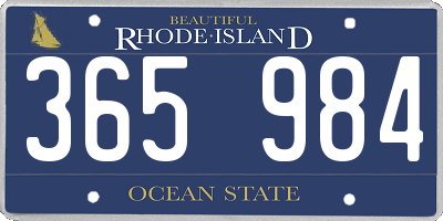 RI license plate 365984