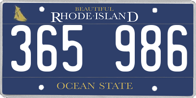 RI license plate 365986