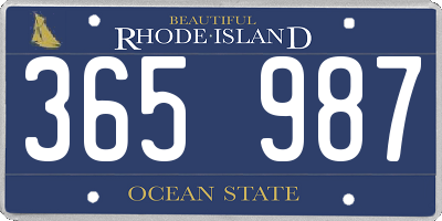 RI license plate 365987