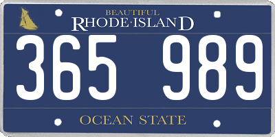 RI license plate 365989