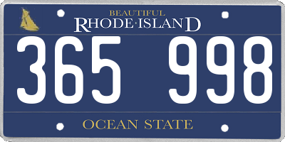 RI license plate 365998