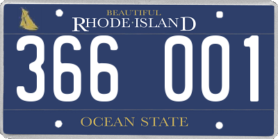 RI license plate 366001