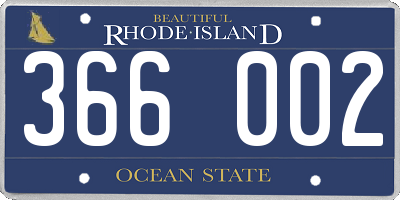 RI license plate 366002