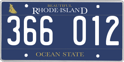 RI license plate 366012