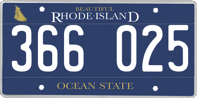 RI license plate 366025