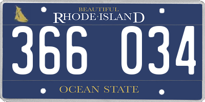 RI license plate 366034