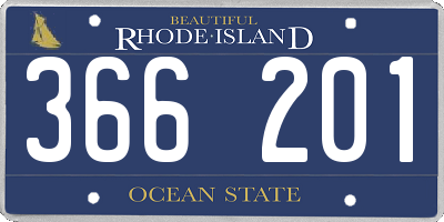 RI license plate 366201