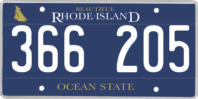 RI license plate 366205