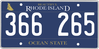 RI license plate 366265