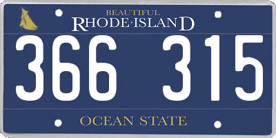 RI license plate 366315