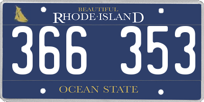 RI license plate 366353