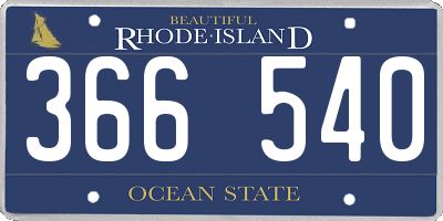 RI license plate 366540