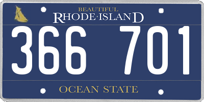 RI license plate 366701