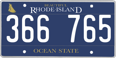 RI license plate 366765