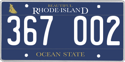 RI license plate 367002