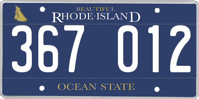RI license plate 367012