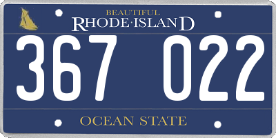 RI license plate 367022