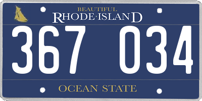 RI license plate 367034