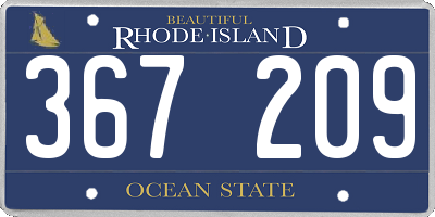 RI license plate 367209