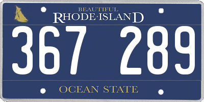 RI license plate 367289