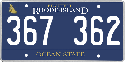 RI license plate 367362