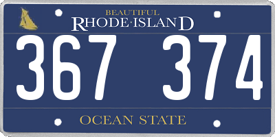 RI license plate 367374