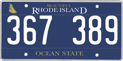 RI license plate 367389