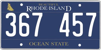 RI license plate 367457
