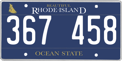 RI license plate 367458