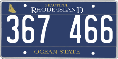 RI license plate 367466